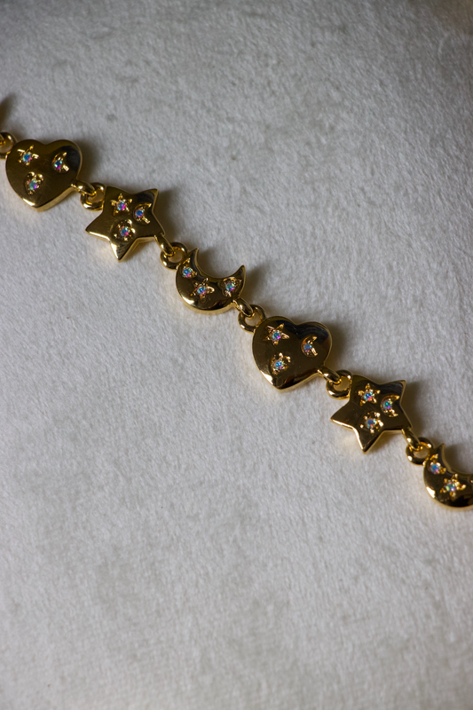 Kirks Folly Vintage Moon Star and Heart Charm Bracelet