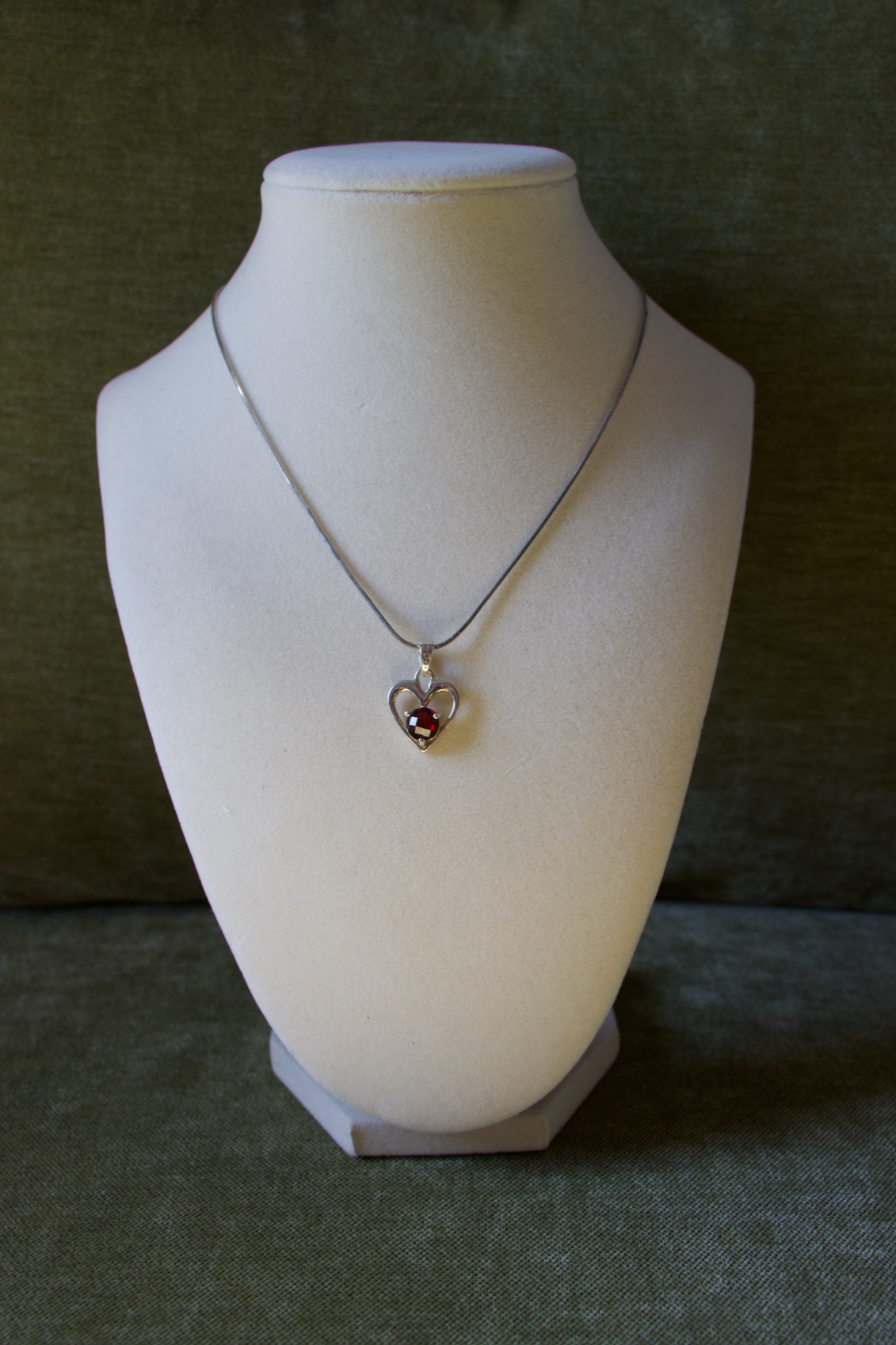 Garnet Heart Necklace