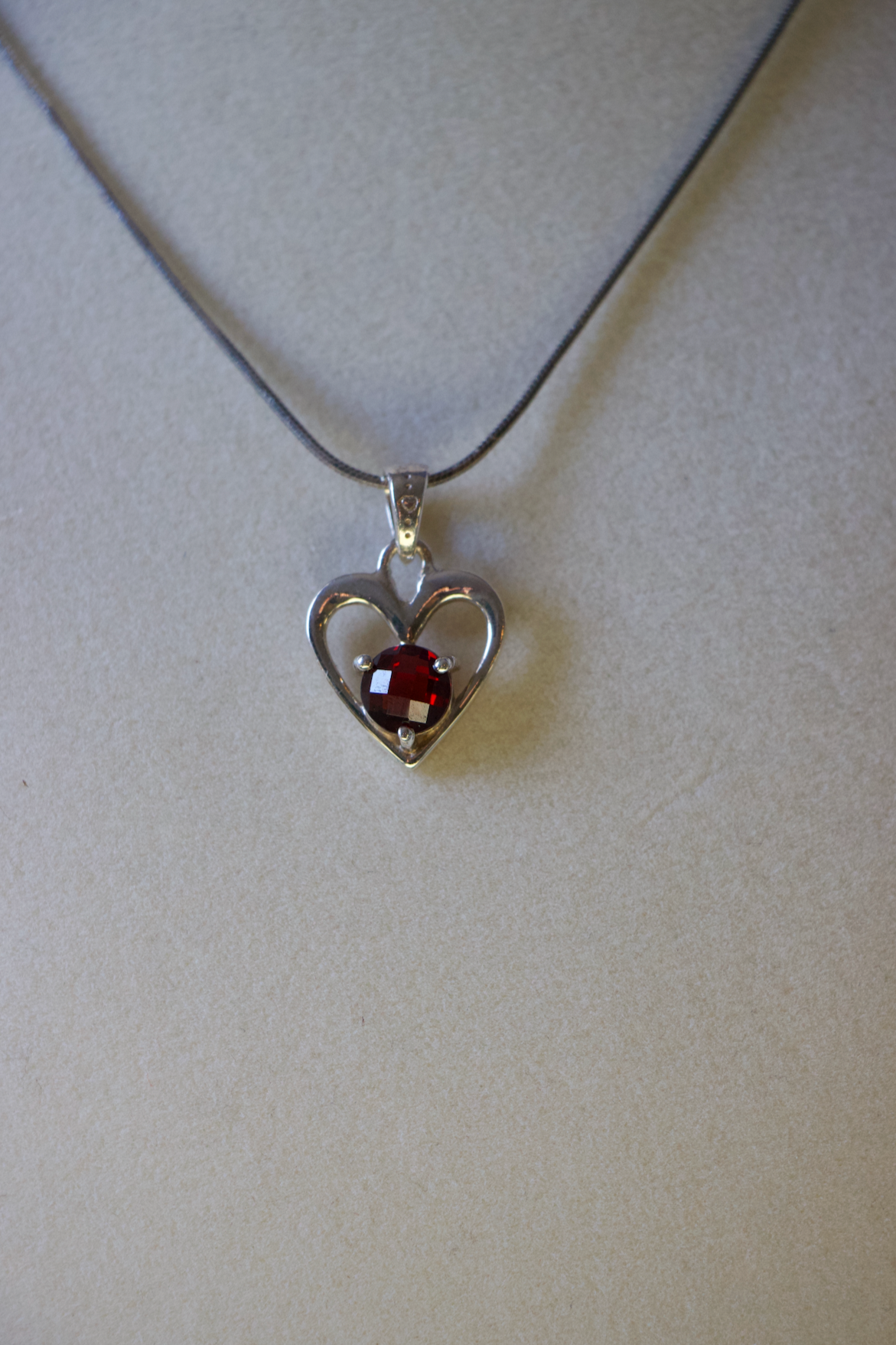 Garnet Heart Necklace