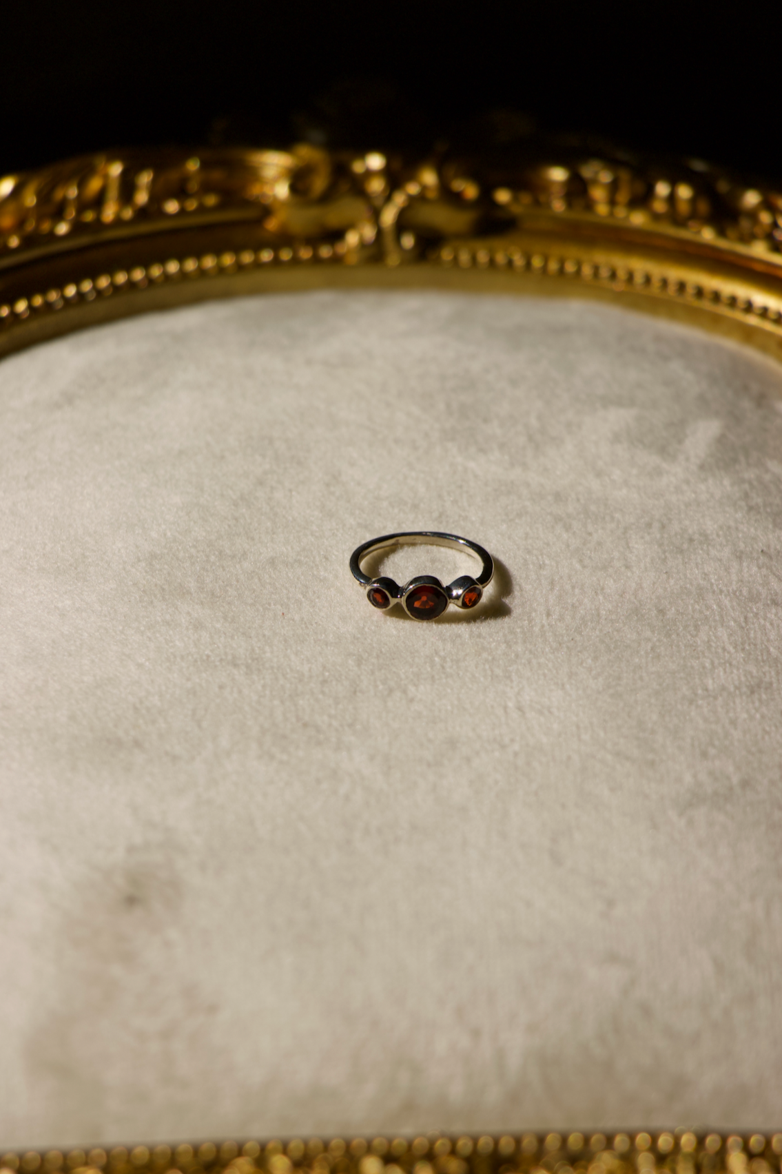 Sterling Silver 3 Stone Garnet Ring