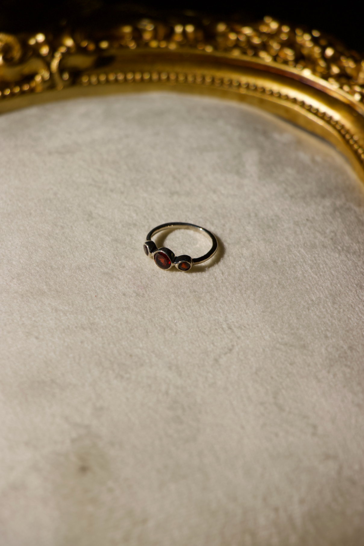 Sterling Silver 3 Stone Garnet Ring