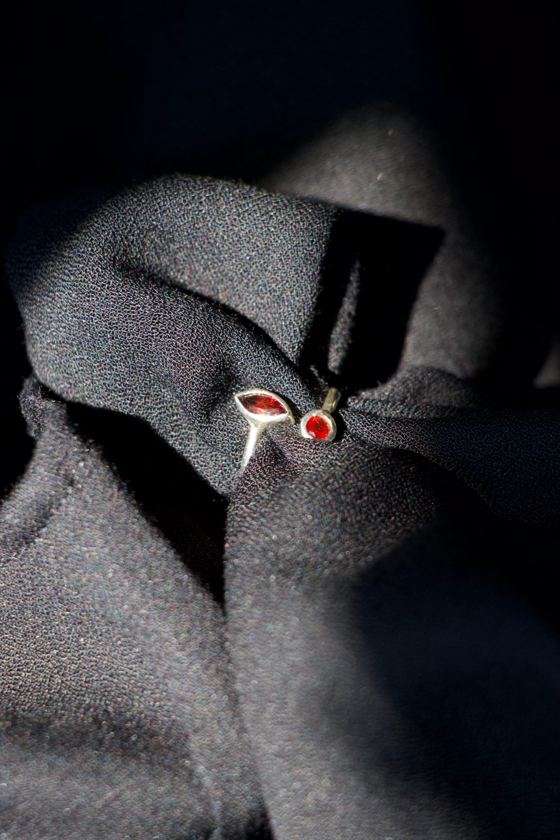 Two Stone Sterling Silver Garnet Ring -Coil