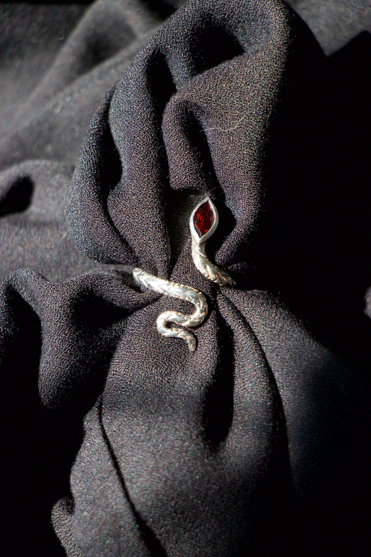 Sterling Silver Garnet Snake