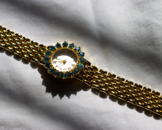 Jules Jurgenson Blue Topaz Bezel Watch