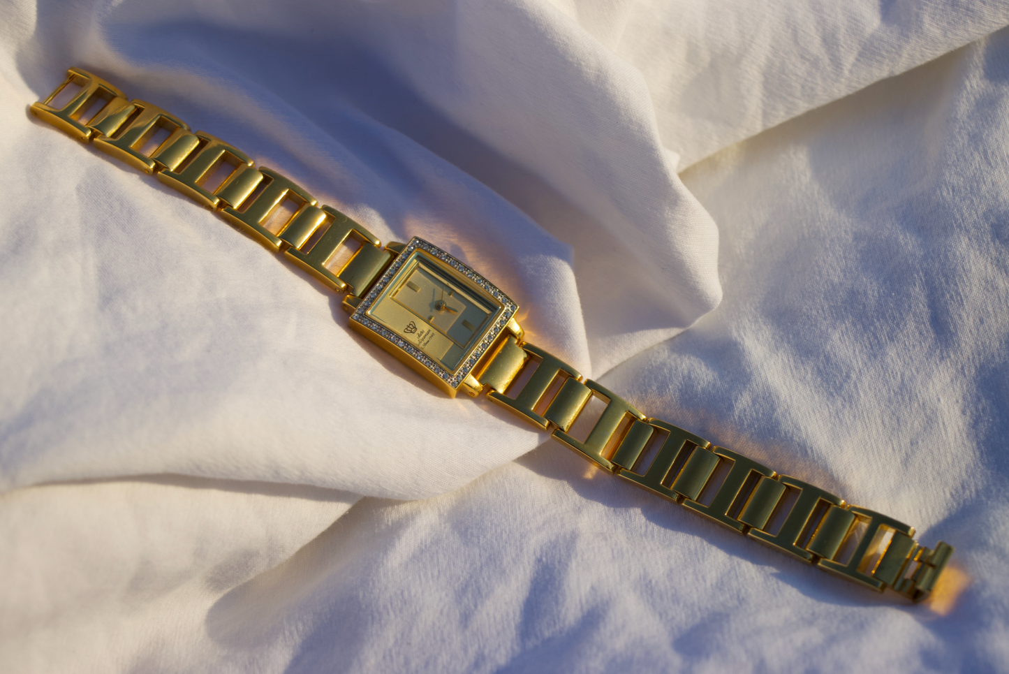 Jules Jurgensen Square Crystal Watch/Gold Tone