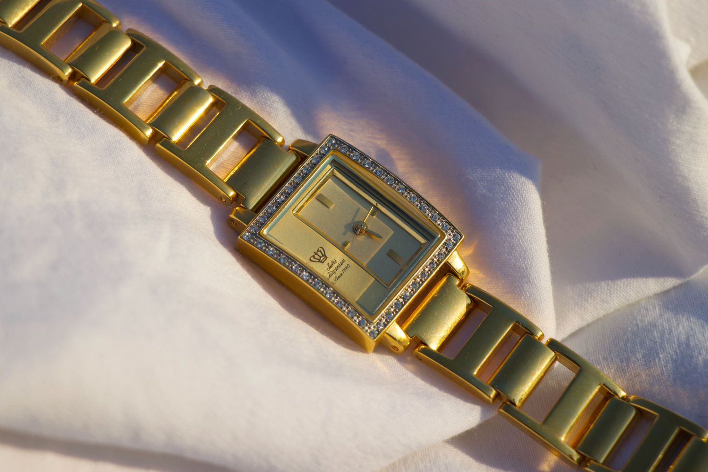 Jules Jurgensen Square Crystal Watch/Gold Tone