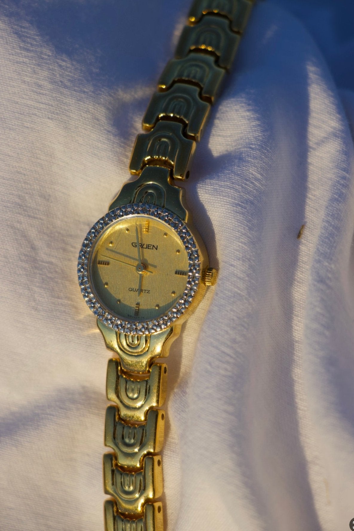 Gruen White Diamond Face Watch