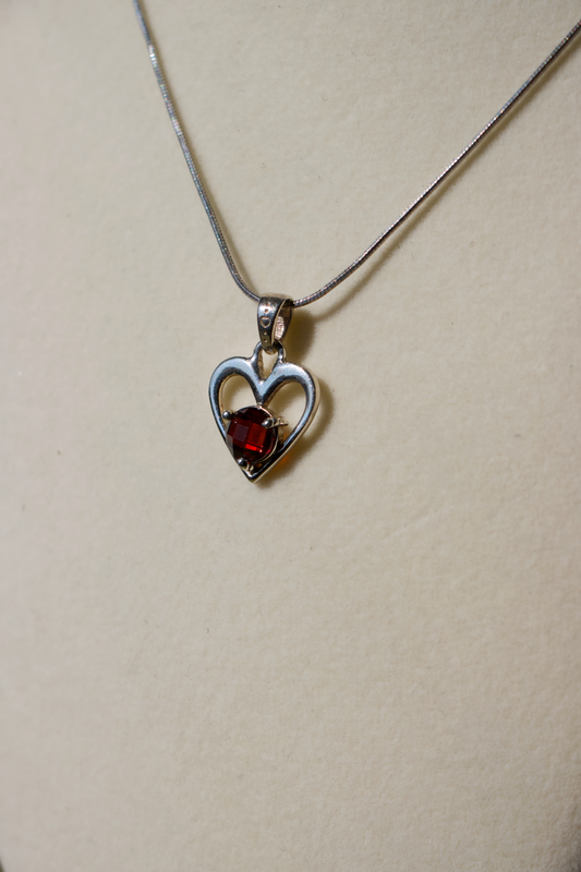 Garnet Heart Necklace
