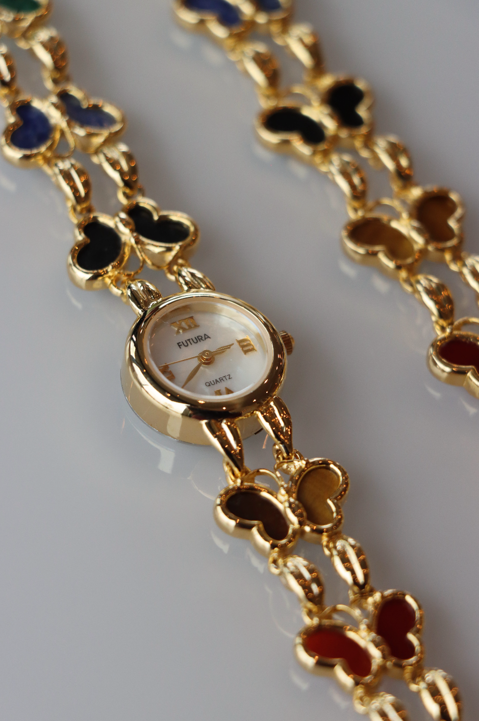 Futura: Vintage Enamel Butterfly Watch with Matching Bracelet