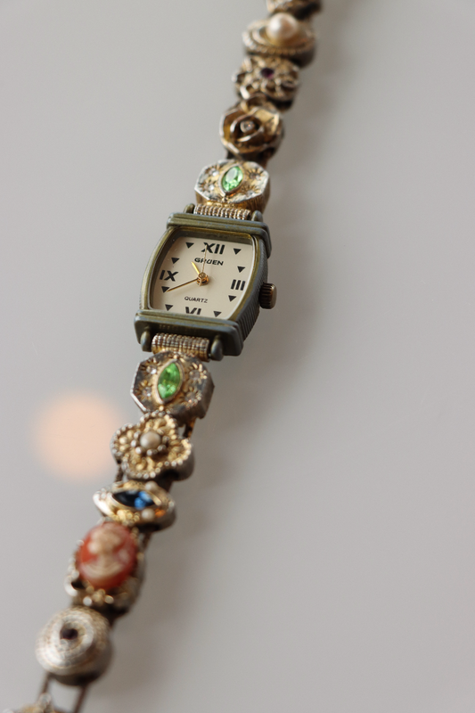 Gruen Vintage Gold Tone Multi Stone Watch