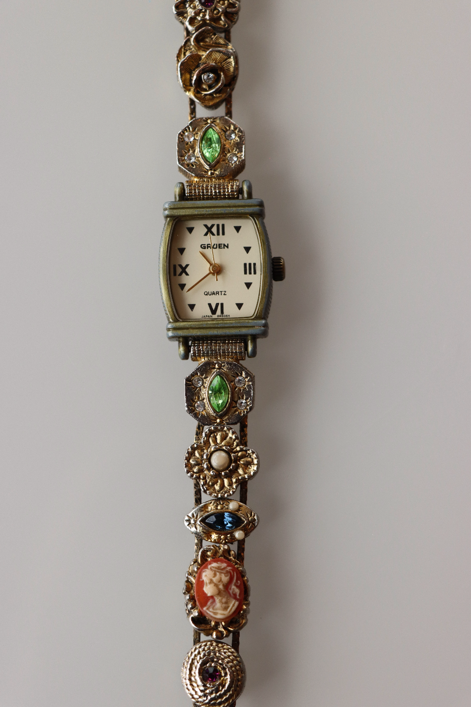 Gruen Vintage Gold Tone Multi Stone Watch