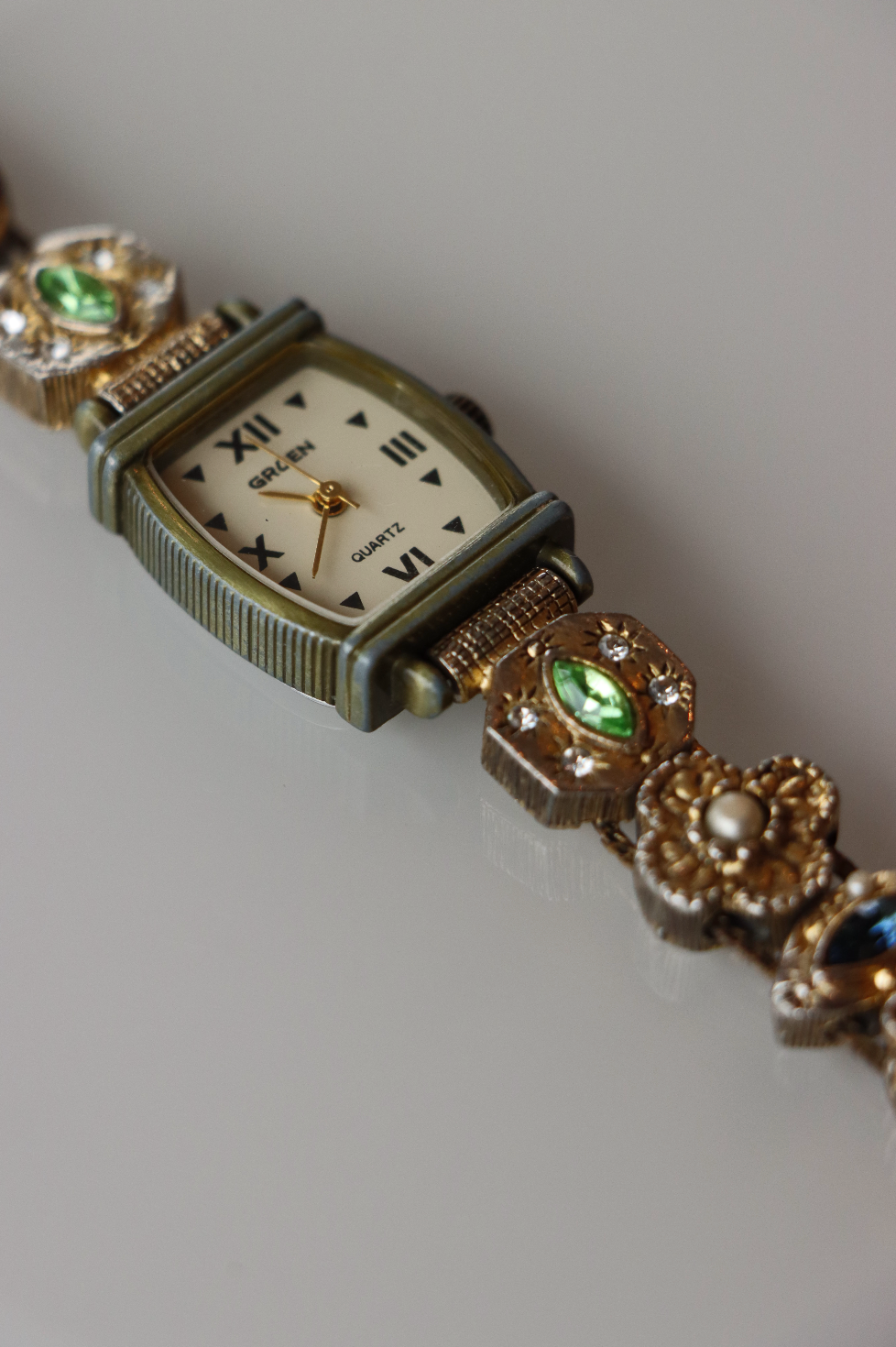 Gruen Vintage Gold Tone Multi Stone Watch