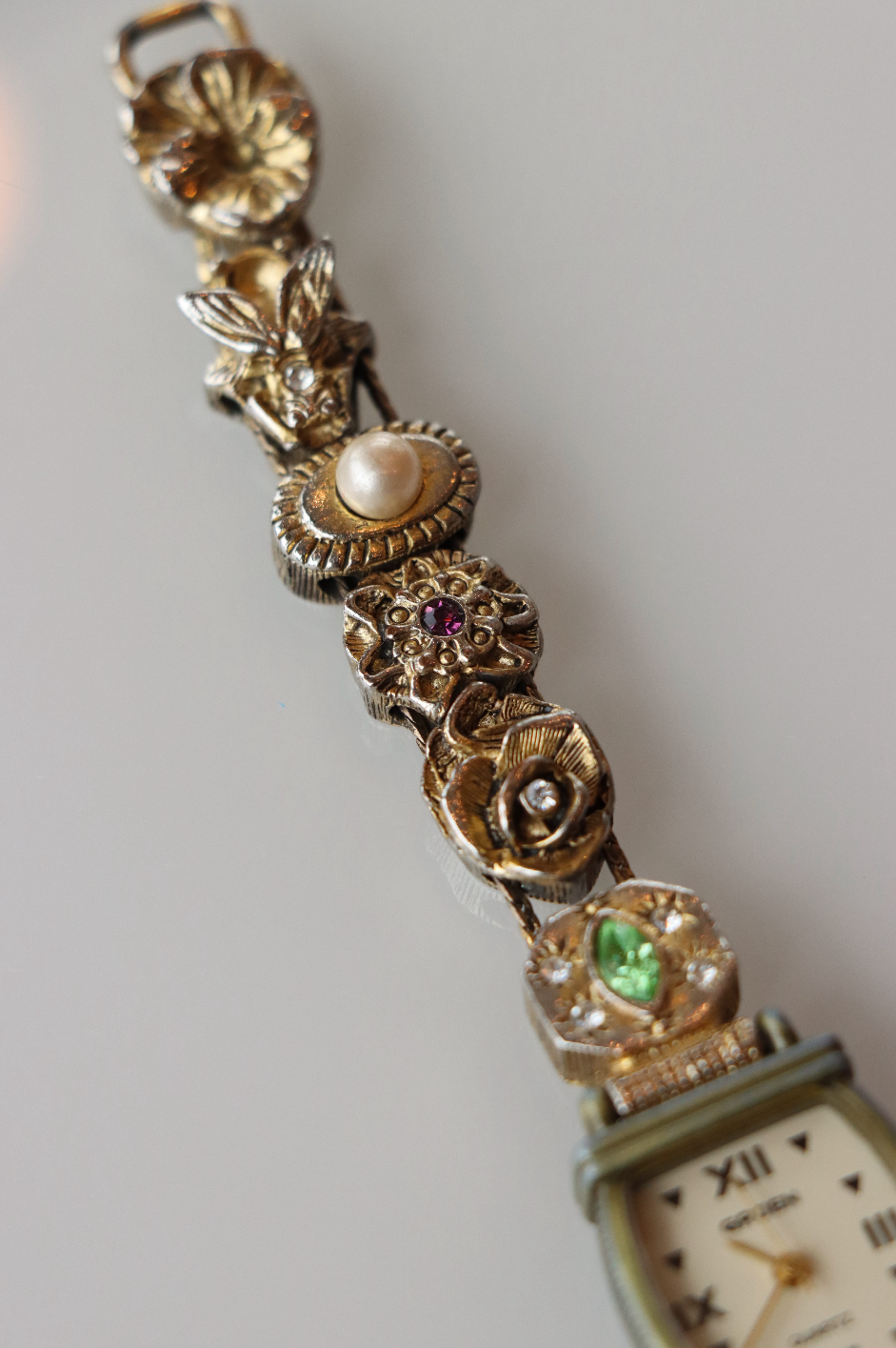 Gruen Vintage Gold Tone Multi Stone Watch