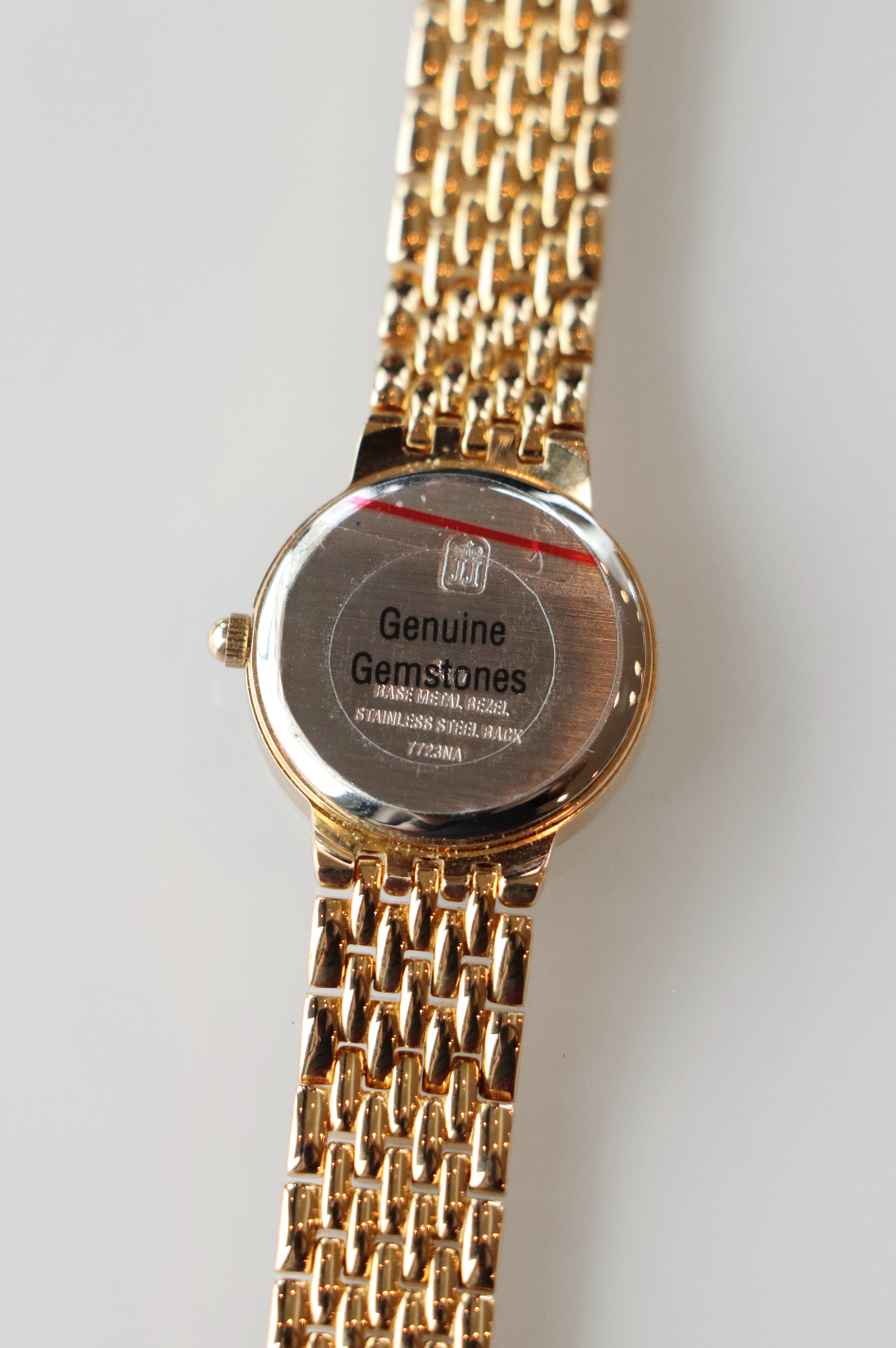 Jules Jurgenson Blue Gemstone Vintage Gold Tone Watch