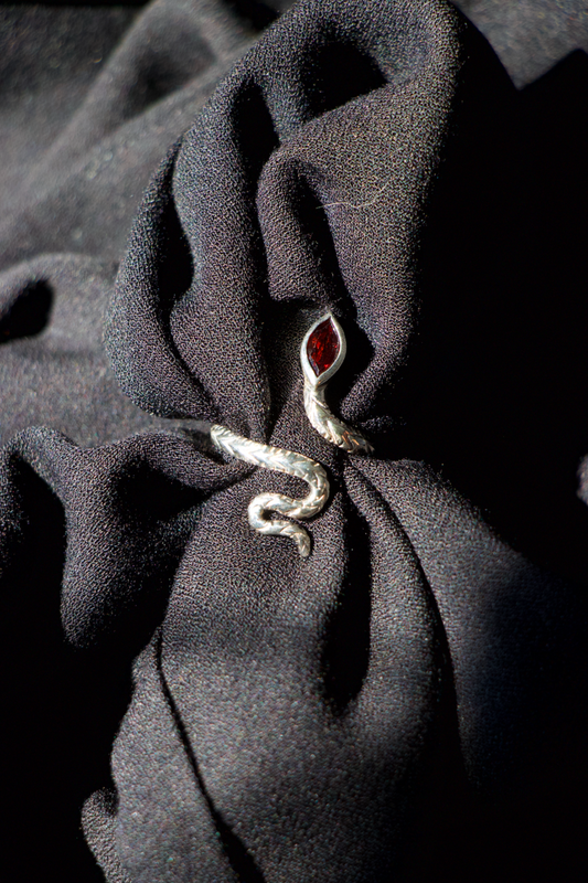 Sterling Silver Garnet Snake